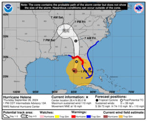 Hurricane Helene Storm Track Map